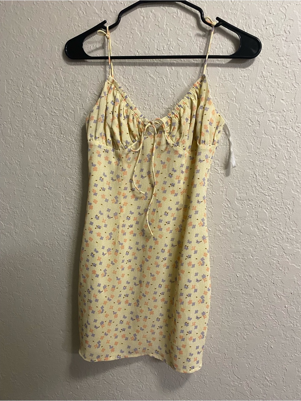 Yellow Floral Tie-Front Slip Dress